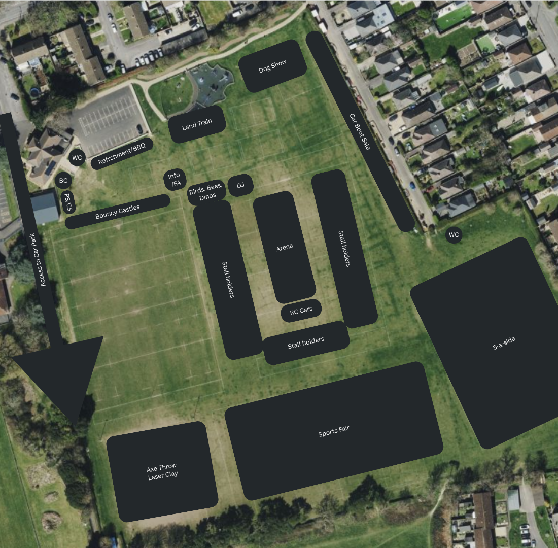 New Forest Family Fun Day Site Map - Ashley Recreation Ground, New Milton RFC